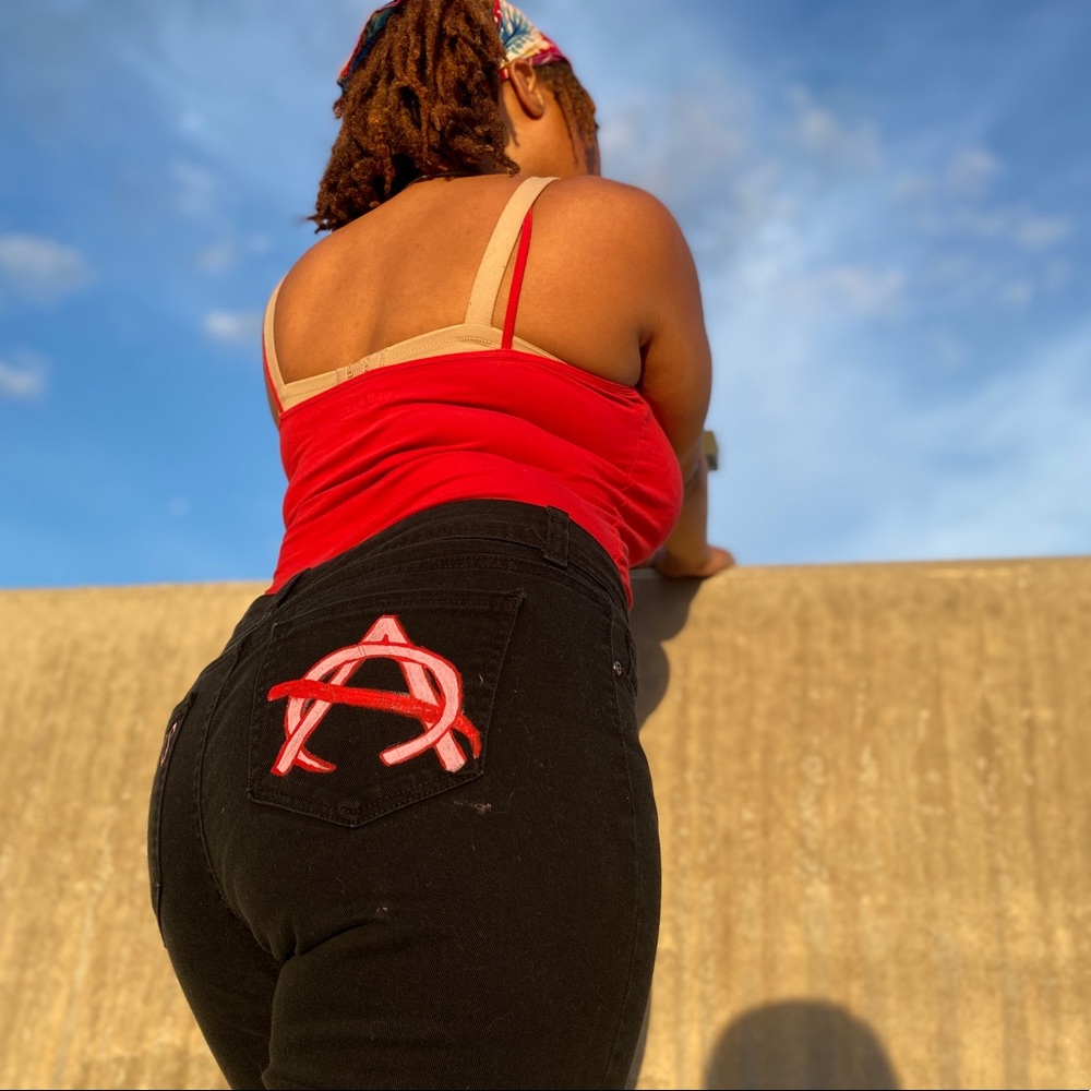 ANARCHY NO GODS NO MASTERS BOOTCUT CUSTOM JEANS